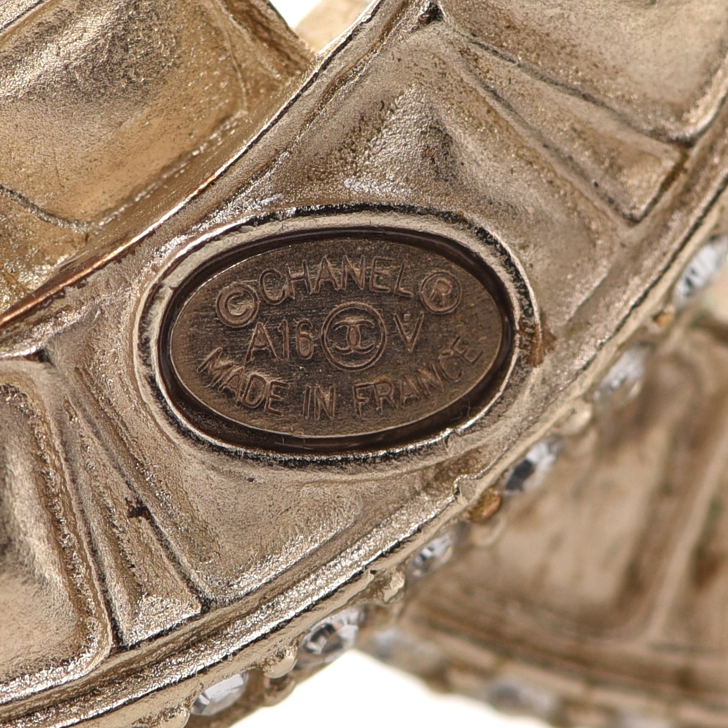 Baguette Crystal CC Brooch Gold