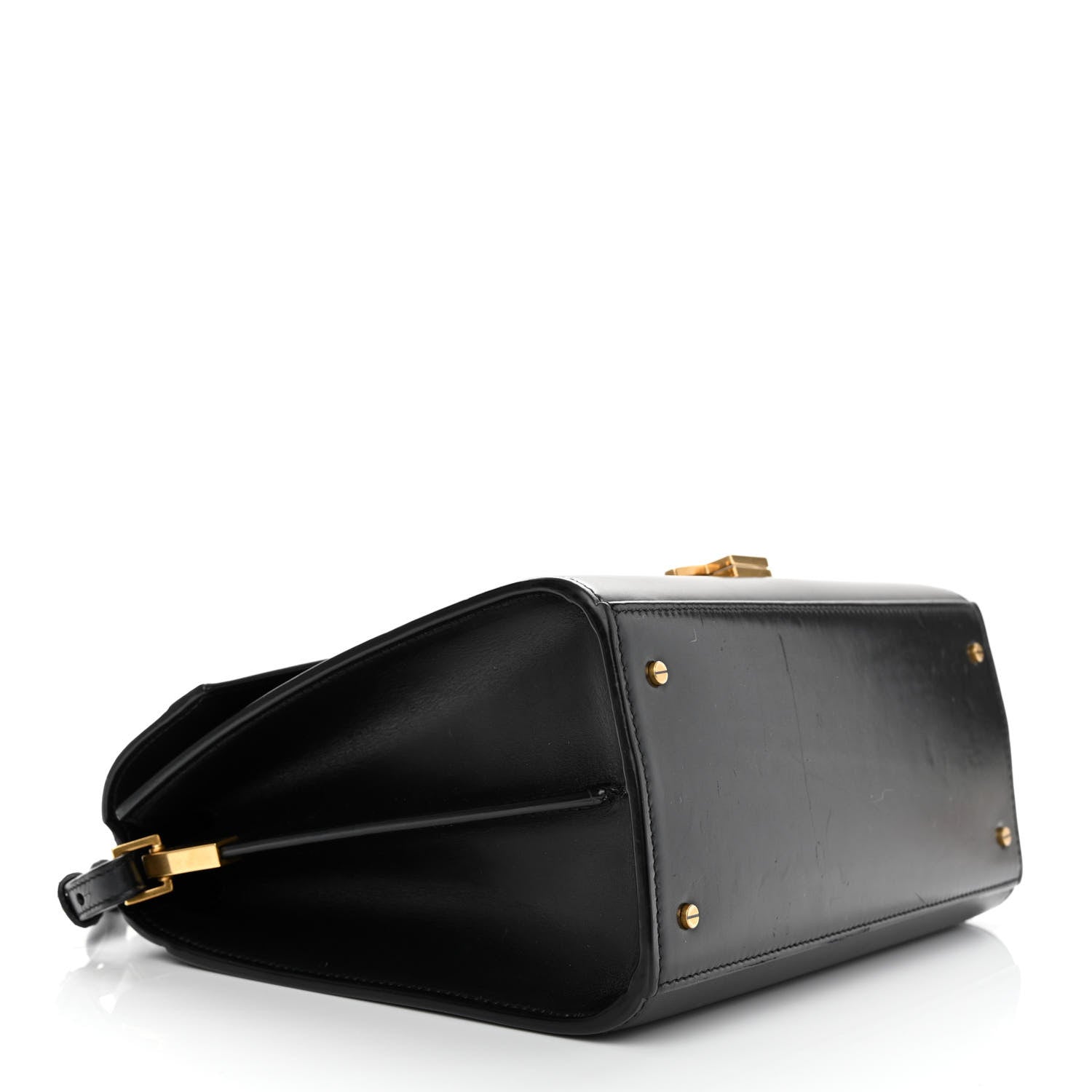 Saint Laurent Smooth Calfskin Medium Classic Monogram Cassandra Top Handle Black Rouge Legion 4 of 17