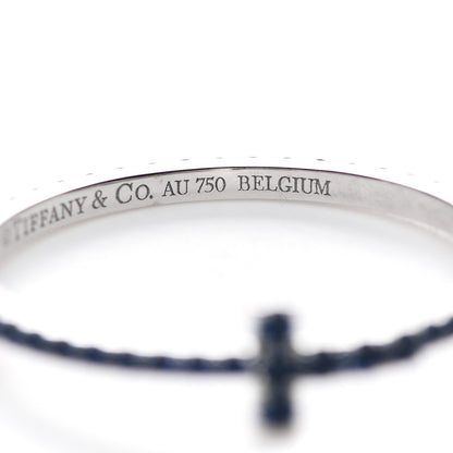 Tiffany 18K White Gold Blue Sapphire T Wire Pave Ring 54 7 5 of 6