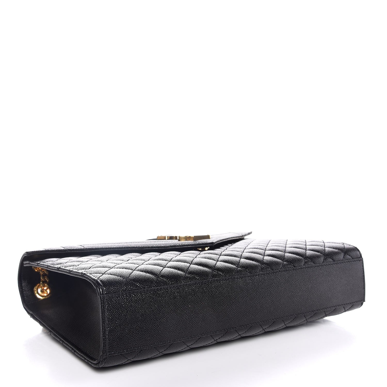 Saint Laurent Grain De Poudre Textured Mixed Matelasse Large Triquilt Monogram Satchel Black 5 of 9
