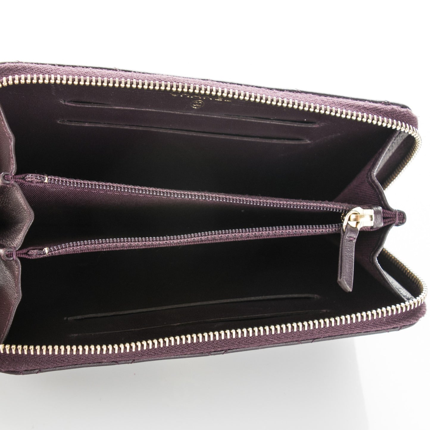 Lambskin Quilted Small Zip Around Wallet Purple