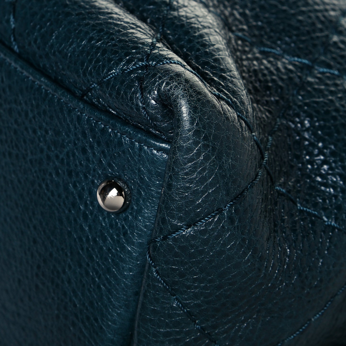 Glazed Calfskin Large On The Road Tote Dark Blue