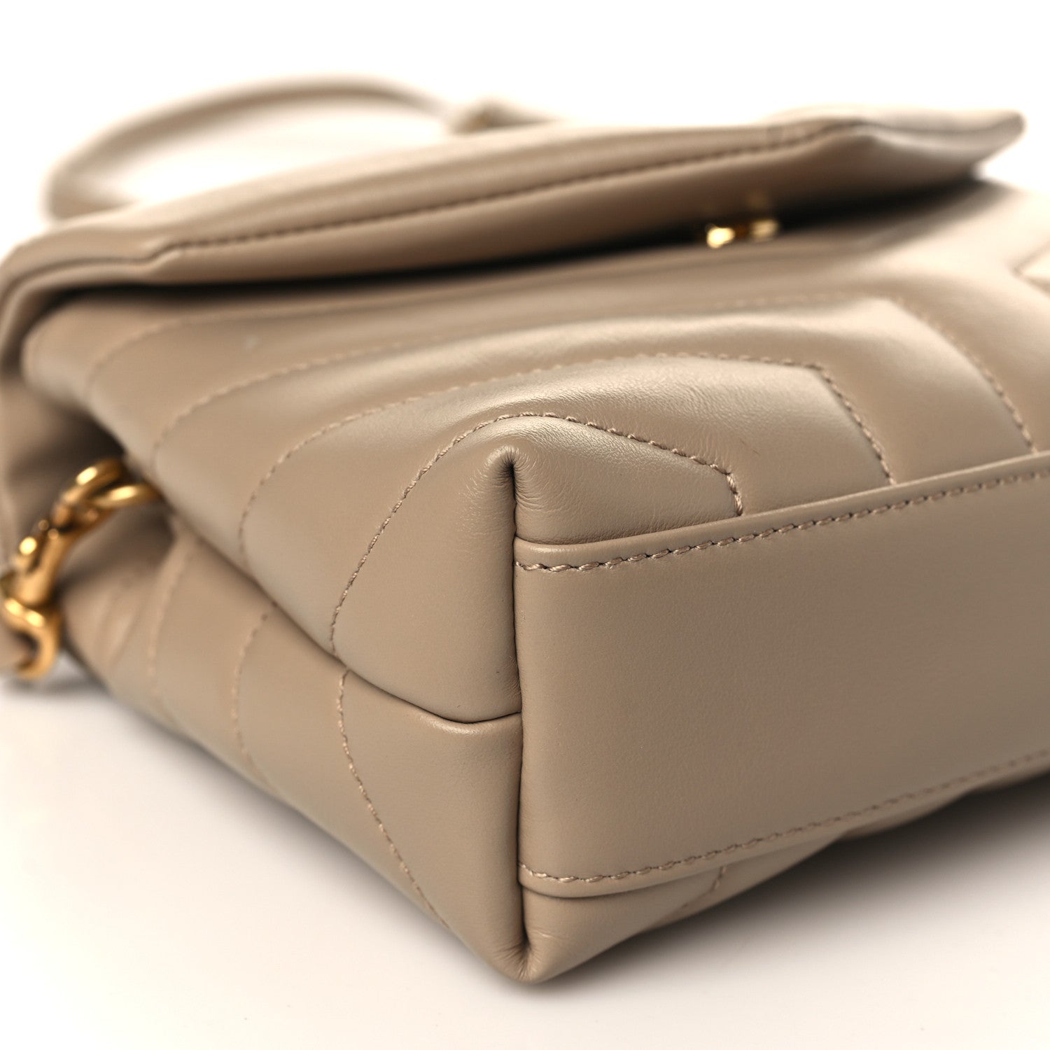Saint Laurent Calfskin Y Quilted Monogram Toy Loulou Crossbody Bag Dark Beige 8 of 9