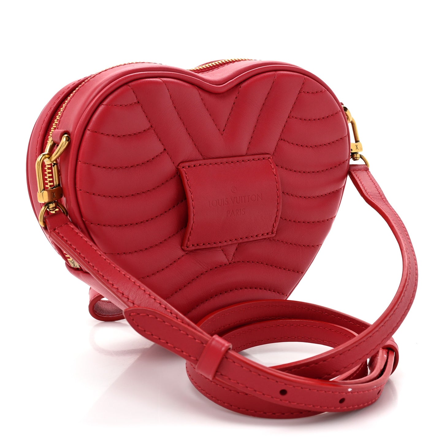 LOUIS VUITTON Calfskin Embellished New Wave Love Lock Heart Bag Ecarlate
