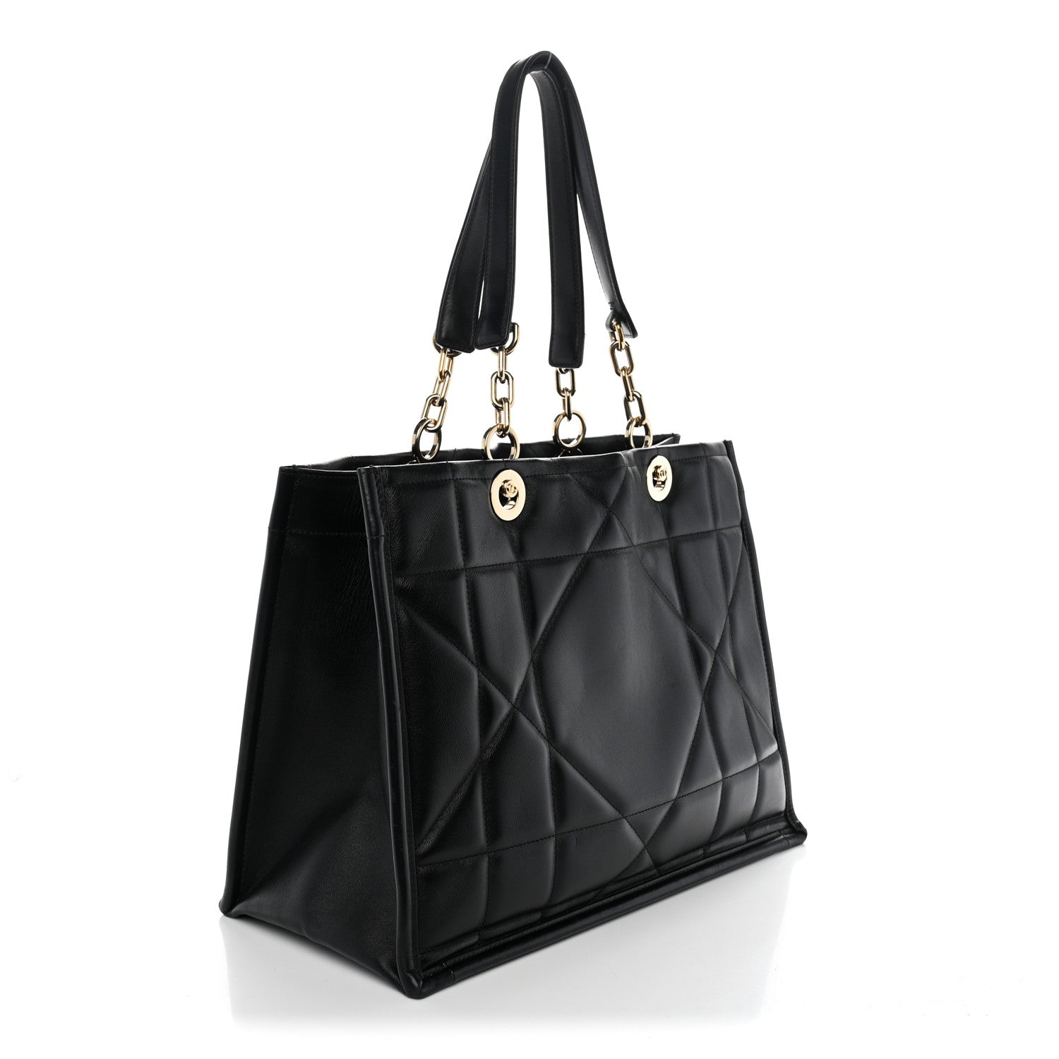 Christian Dior Calfskin Archicannage Medium Essential Tote Black 2 of 11