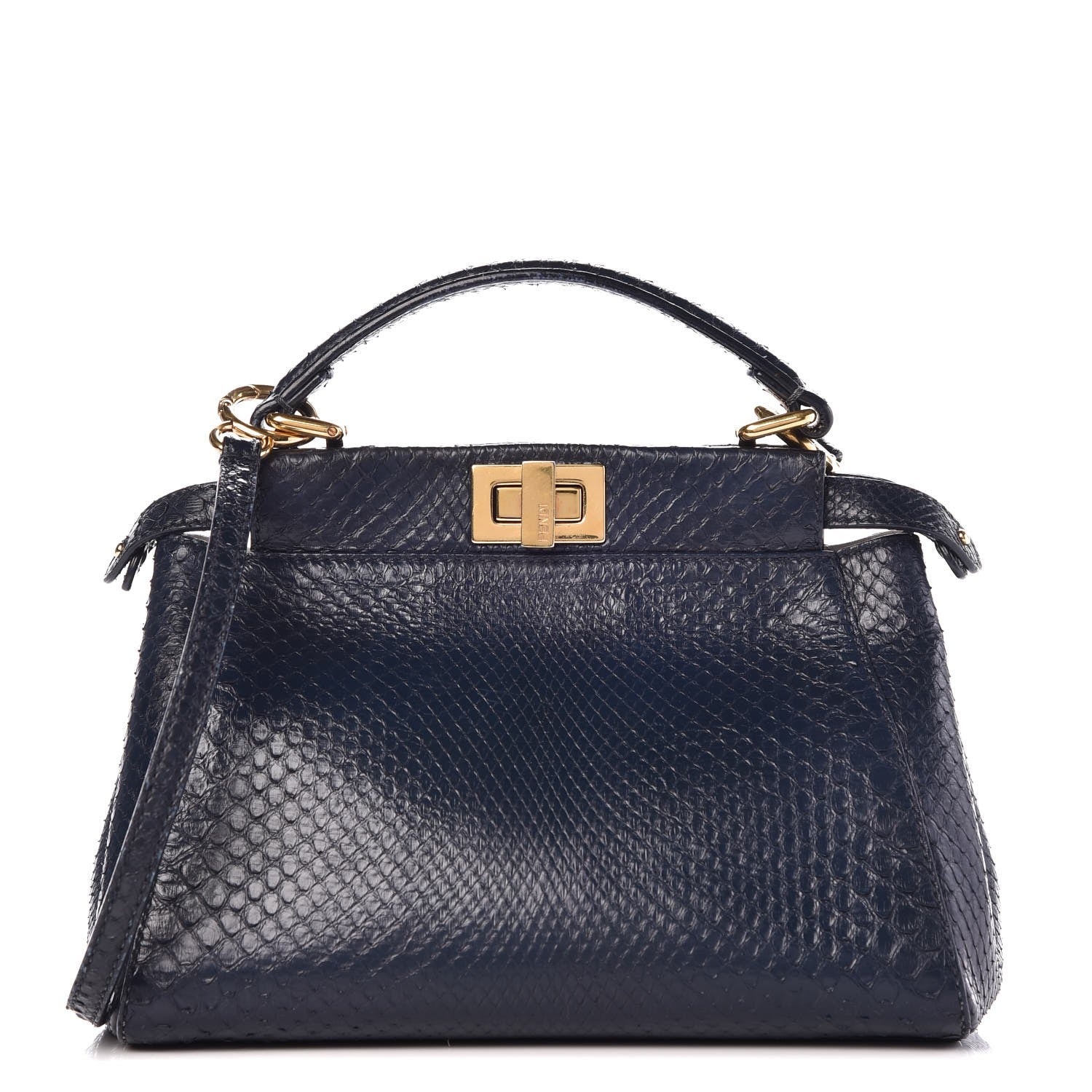 Fendi Python Mini Peekaboo Iconic Satchel Blue 1 of 14