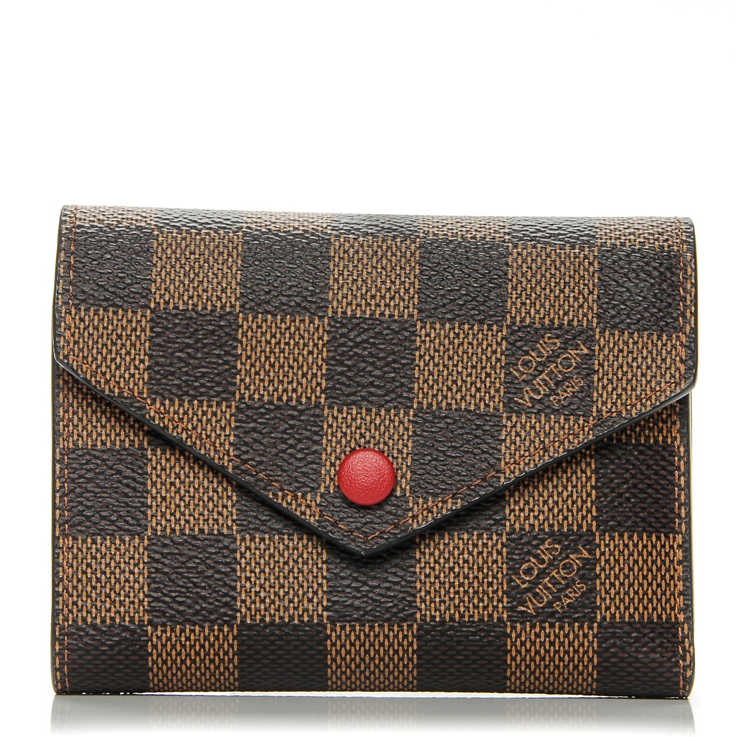 Louis Vuitton Damier Ebene Victorine Wallet Red 1 of 6