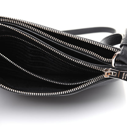 Prada Vitello Phenix Double Zip Crossbody Bag Black 6 of 18