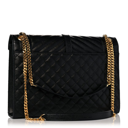 Saint Laurent Grain De Poudre Textured Mixed Matelasse Large Triquilt Monogram Satchel Black 3 of 9