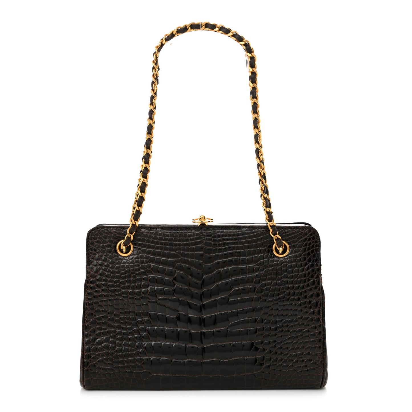 Alligator Chain Bag Dark Brown