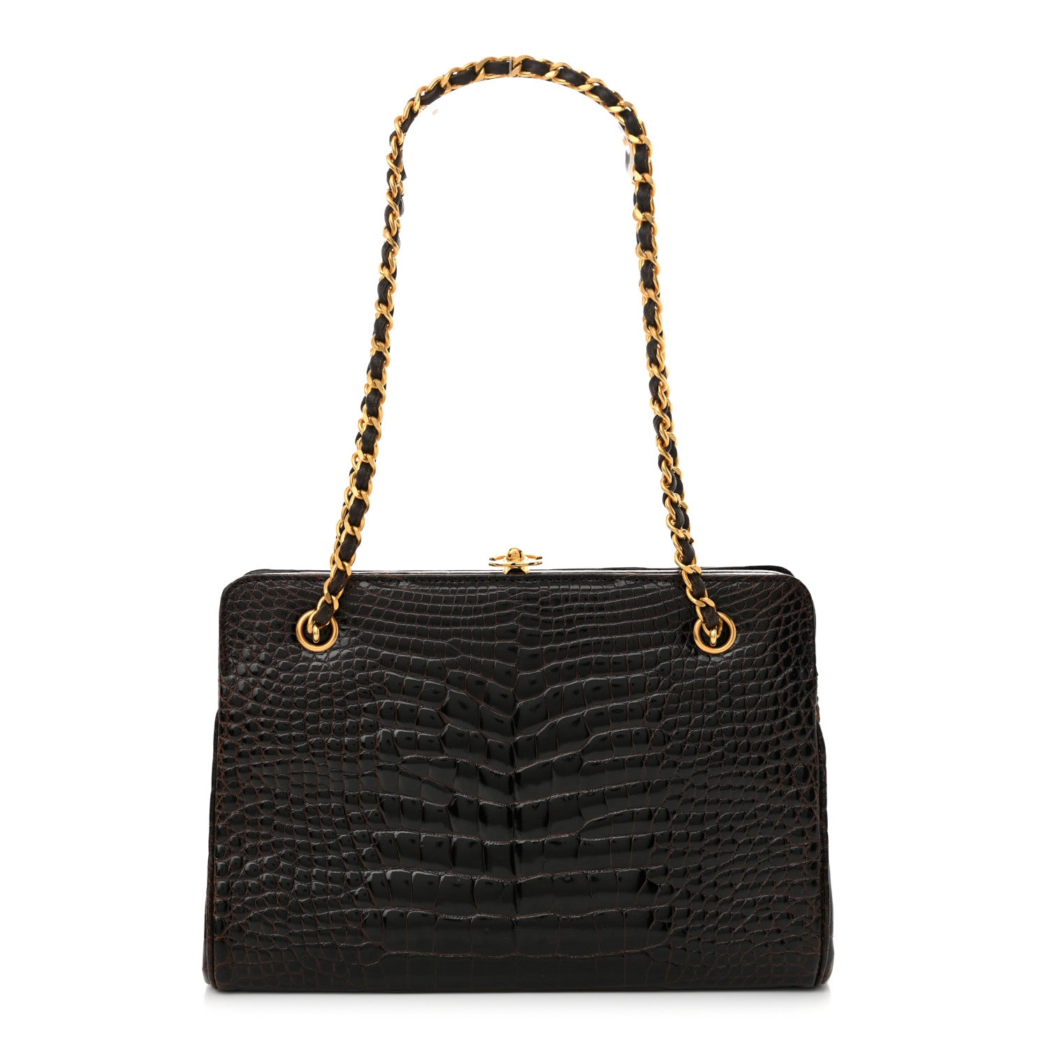 Chanel Alligator Chain Bag Dark Brown 1 of 12