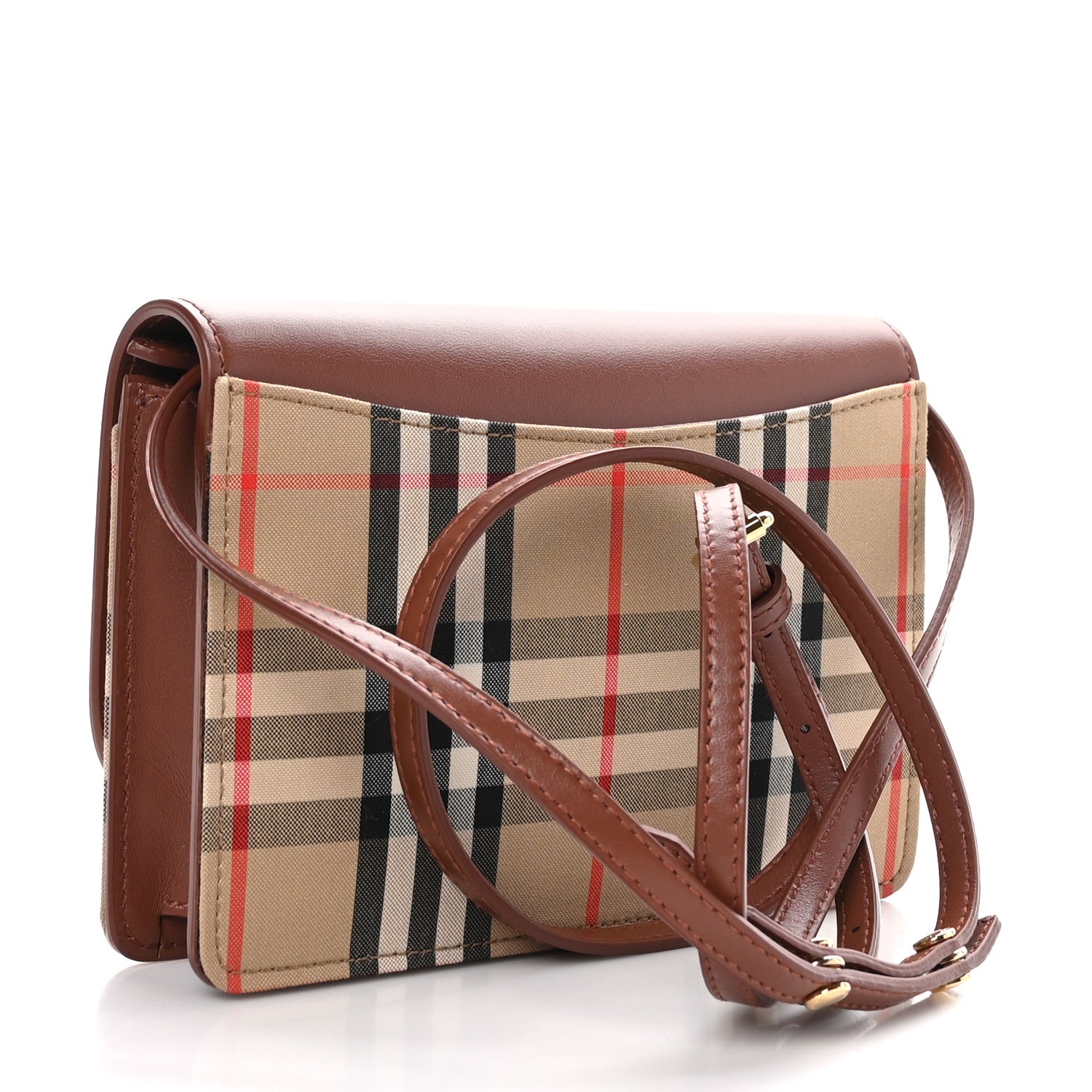 Burberry Calfskin House Check Hampshire Wallet On Chain Tan 3 of 8