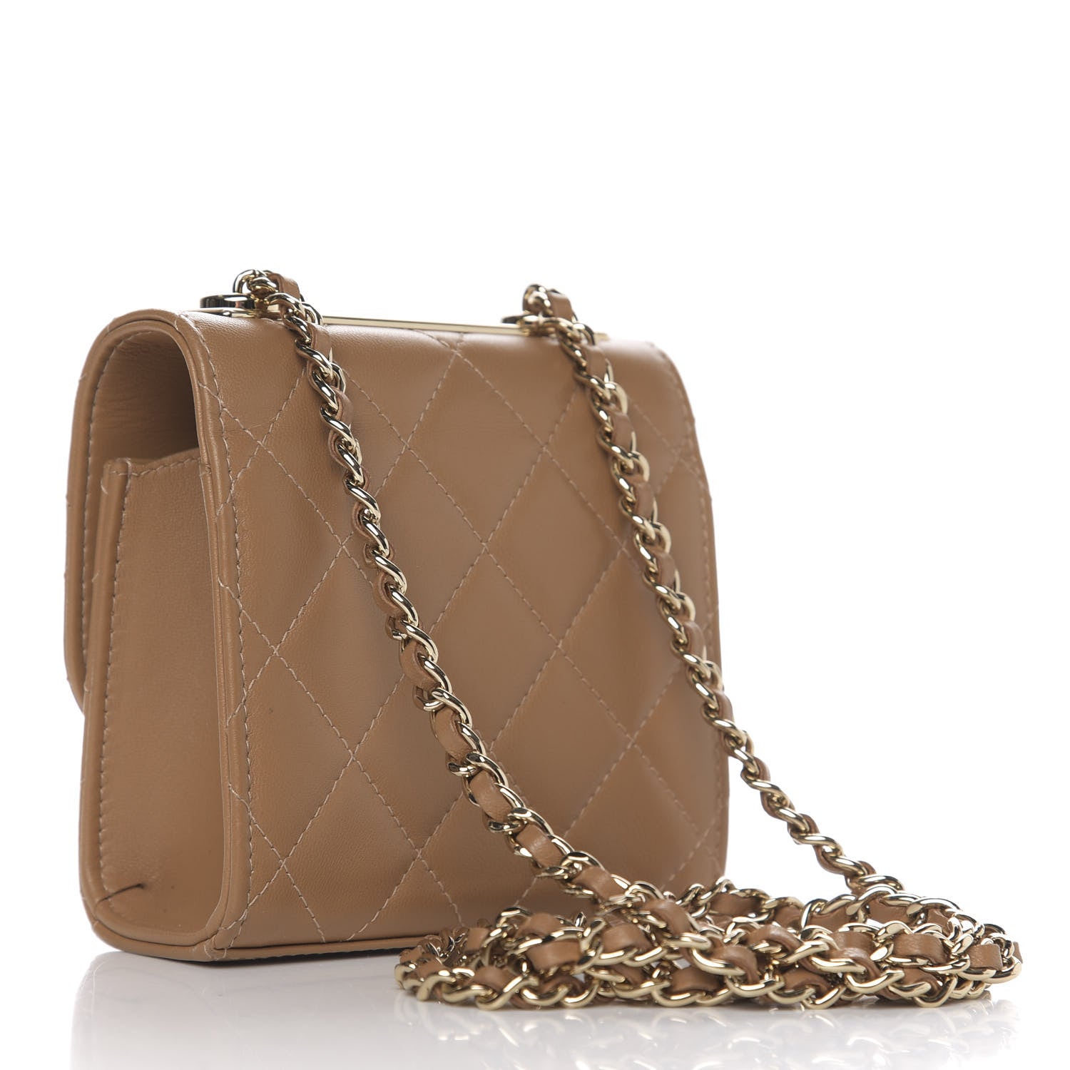 Chanel Lambskin Quilted Mini Trendy CC Chain Wallet Light Brown 2 of 10