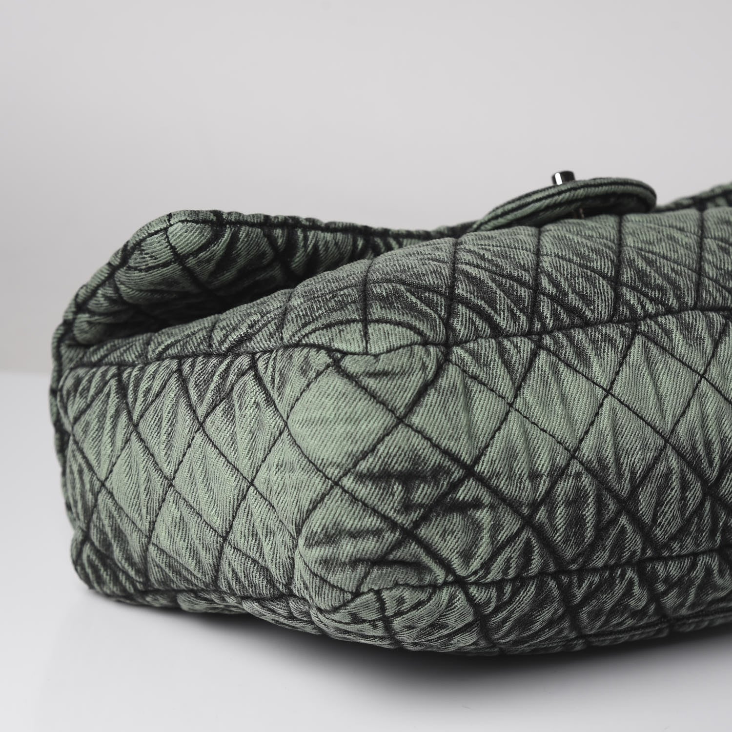 Chanel Denim Quilted Denimpression Flap Green Black 5 of 10