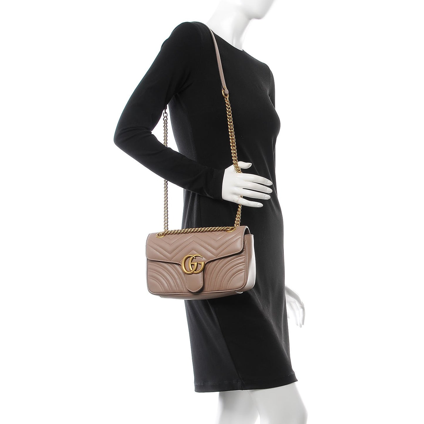 Calfskin Matelasse Small GG Marmont Shoulder Bag Porcelain Rose