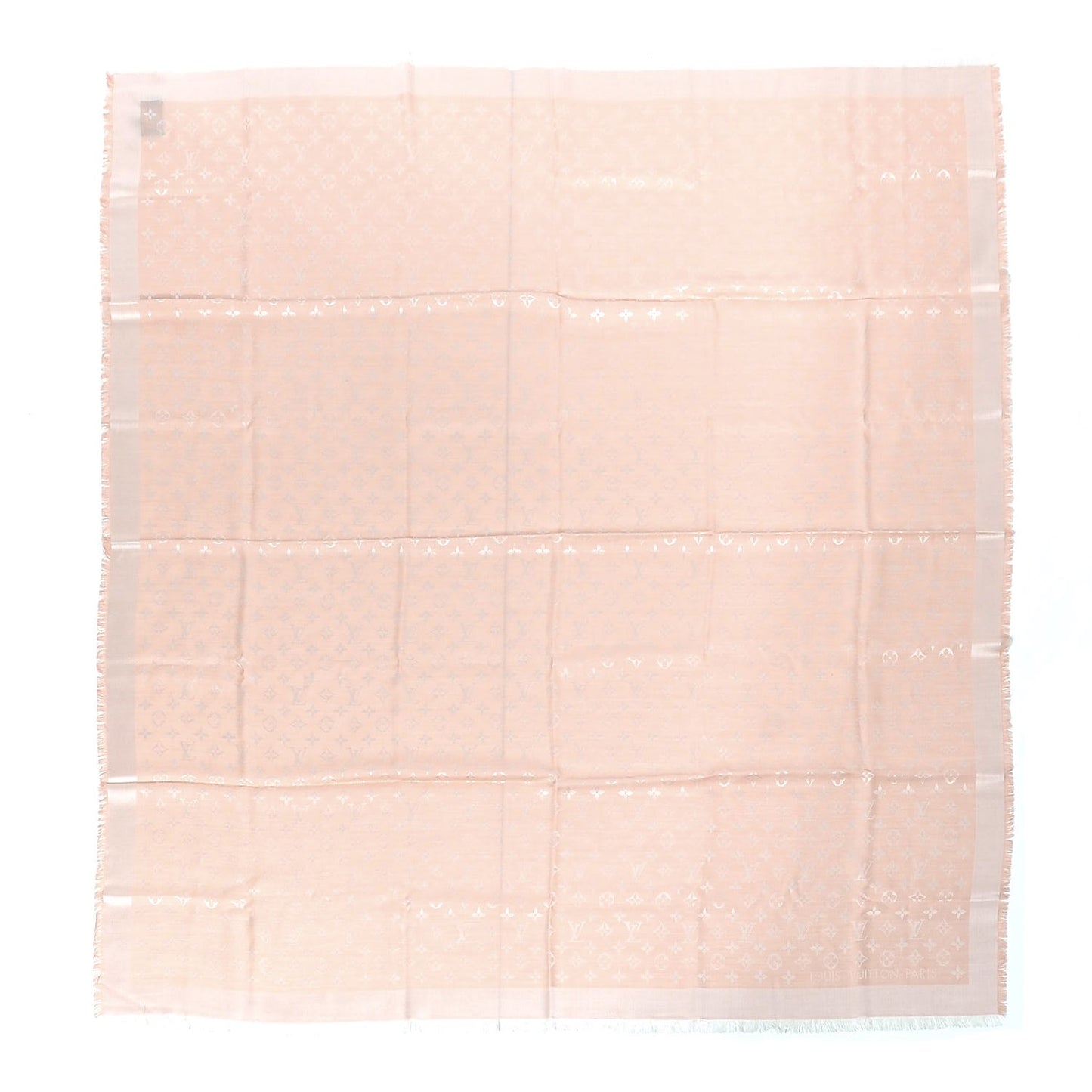 Silk Wool Monogram Shine Shawl Natural