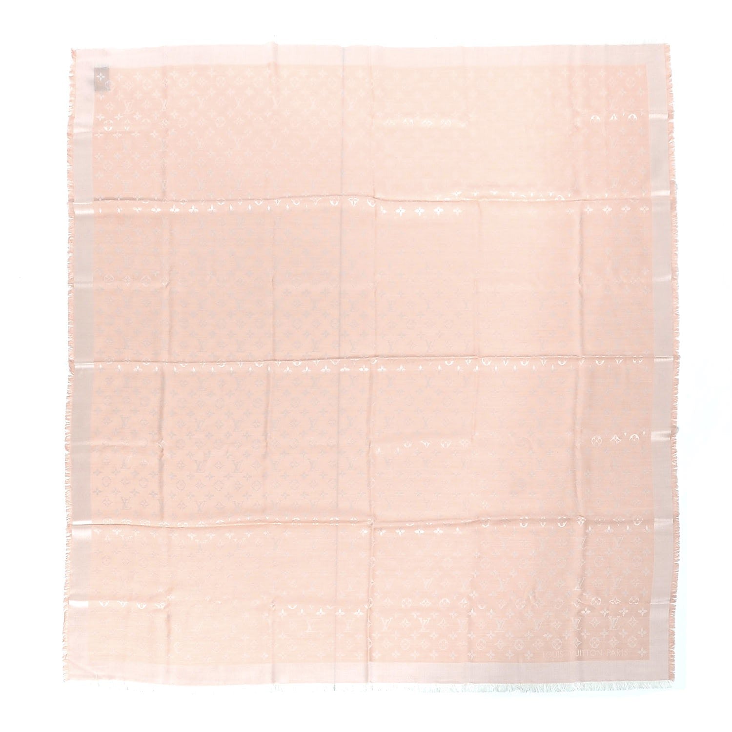 Louis Vuitton Silk Wool Monogram Shine Shawl Natural 1 of 3