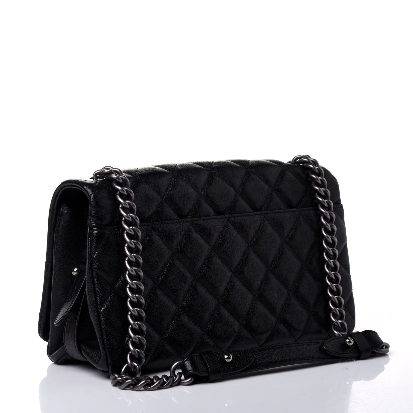 Goatskin Quilted Medium City Rock Flap Black