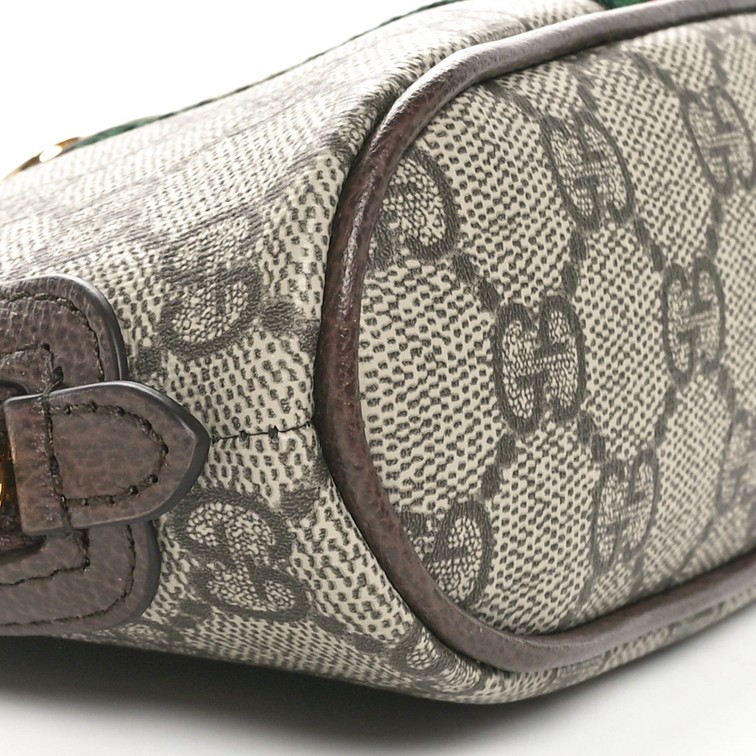Gucci GG Supreme Monogram Textured Calfskin Web Medium Ophidia Cosmetic Case Beige Ebony New Acero 9 of 11