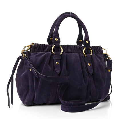 Miu Miu Suede Top Handle Satchel Purple 3 of 11