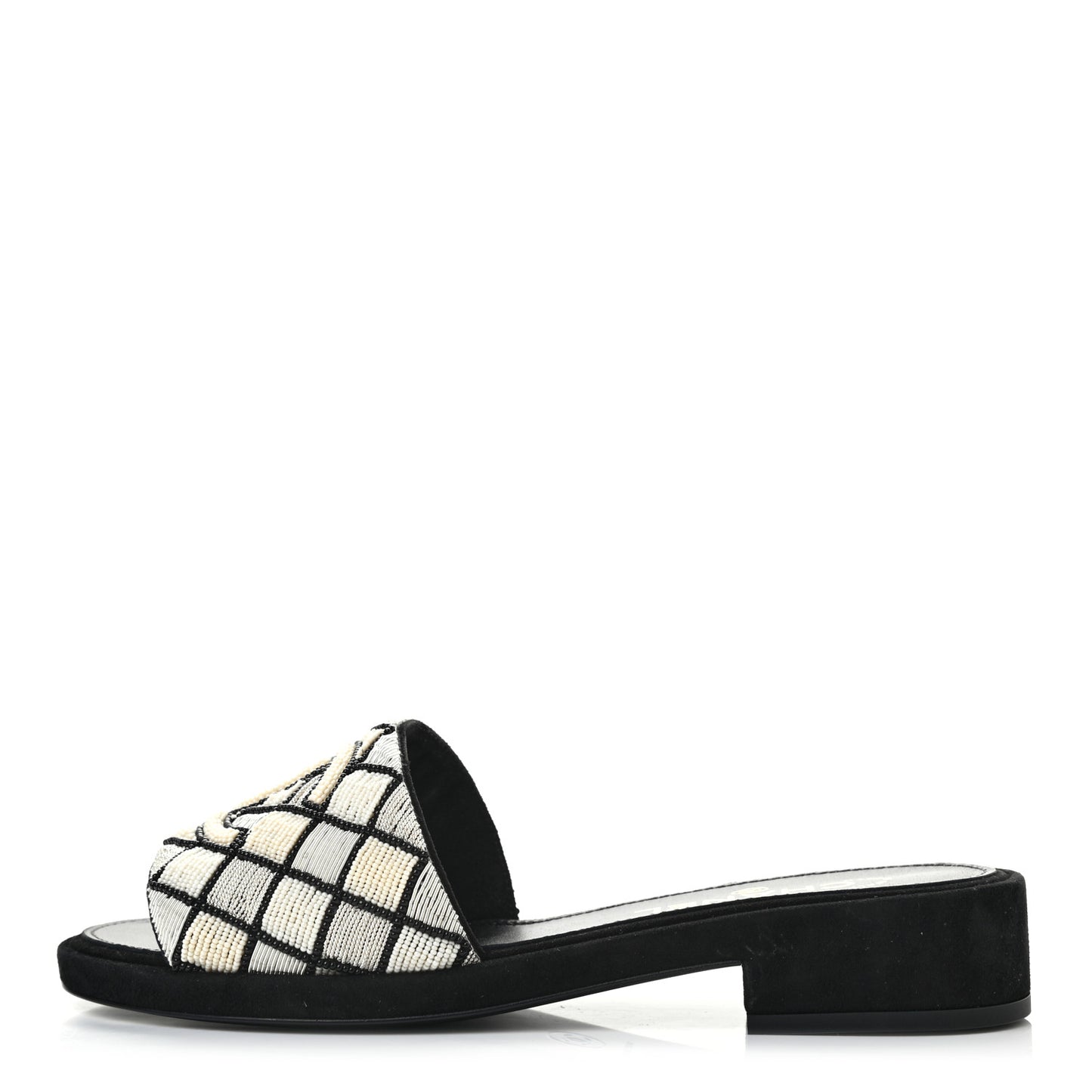 Pearl Embroidery CC Mules 38 Black White