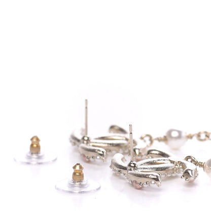 Chanel Pearl Crystal CC Charms Dangle Earrings Light Gold Pink 3 of 5
