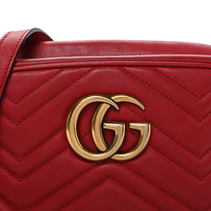 Gucci Calfskin Matelasse Small GG Marmont Chain Shoulder Bag Hibiscus Red 8 of 10