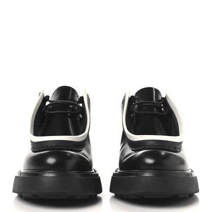 Prada Spazzolato Rois Monolith 55mm Derby Loafers 37 Black White 2 of 9