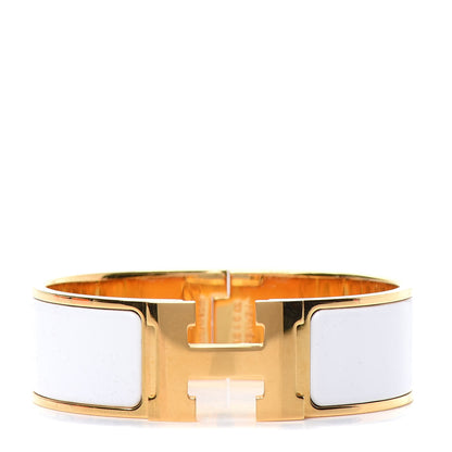 Hermes Enamel Wide Clic Clac H Bracelet GM White 1 of 4