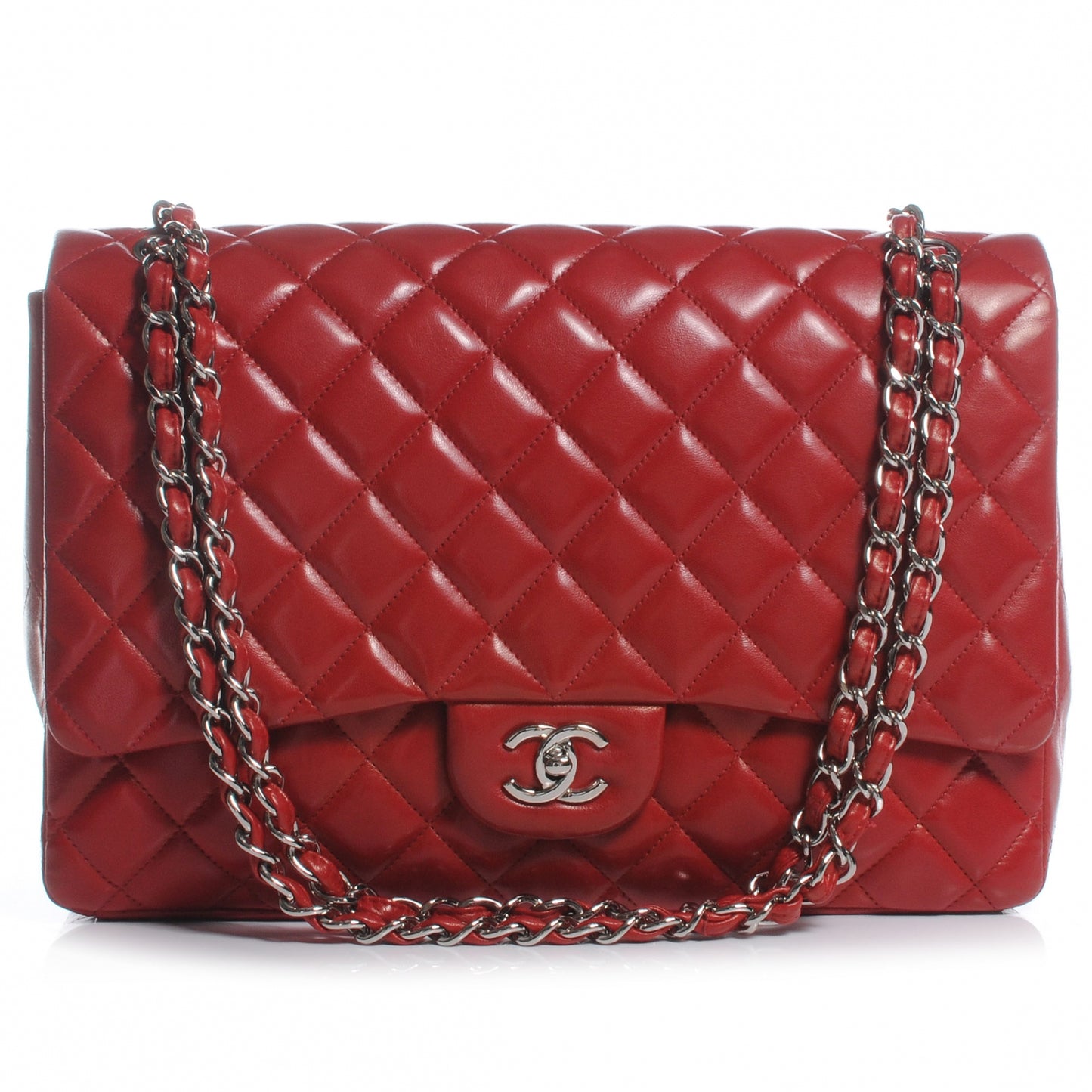 Lambskin Jumbo Single Flap Red