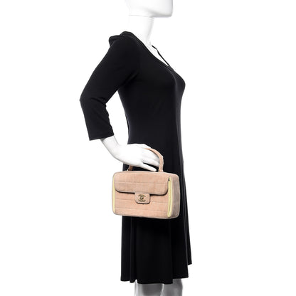 Chanel Suede Chocolate Bar Top Handle Flap Beige 2 of 17