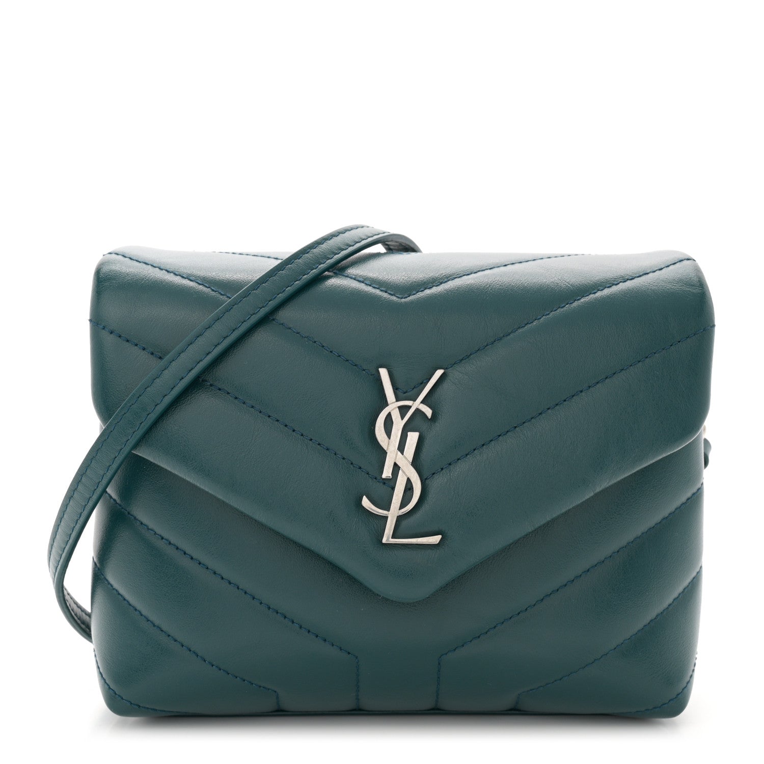 Saint Laurent Calfskin Y Quilted Monogram Toy Loulou Satchel Dark Turquoise 1 of 11