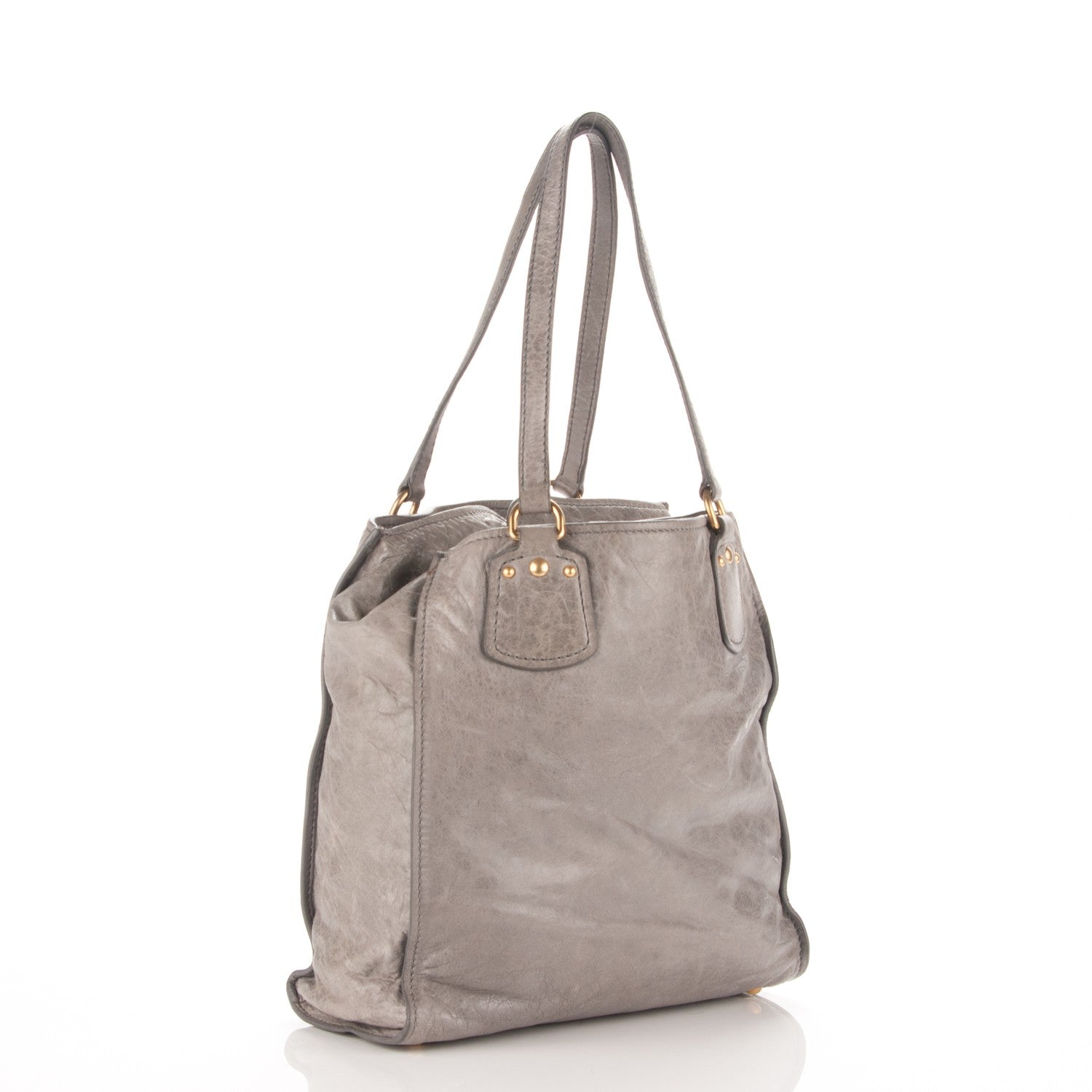 Miu Miu Vitello Lux Gathered Tote Nube 3 of 7
