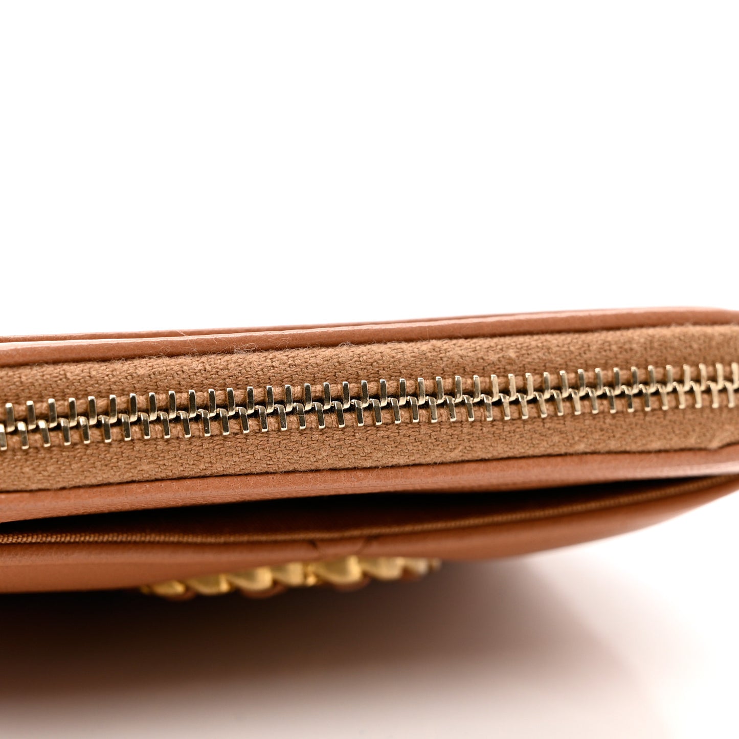 Lambskin Quilted Chanel 19 Zip Card Holder Wallet Brown