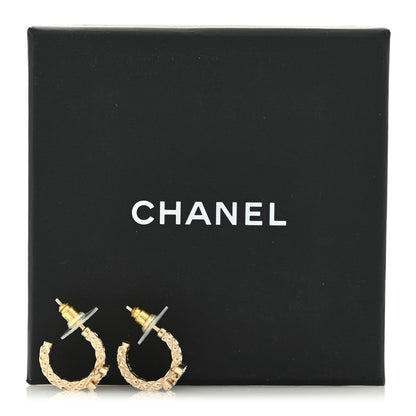 Chanel Metal Crystal Quilted CC Hoop Earrings Gold 5 of 5