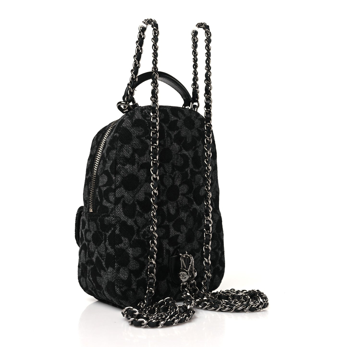 Denim Quilted Flower CC Mini Classic Backpack Black