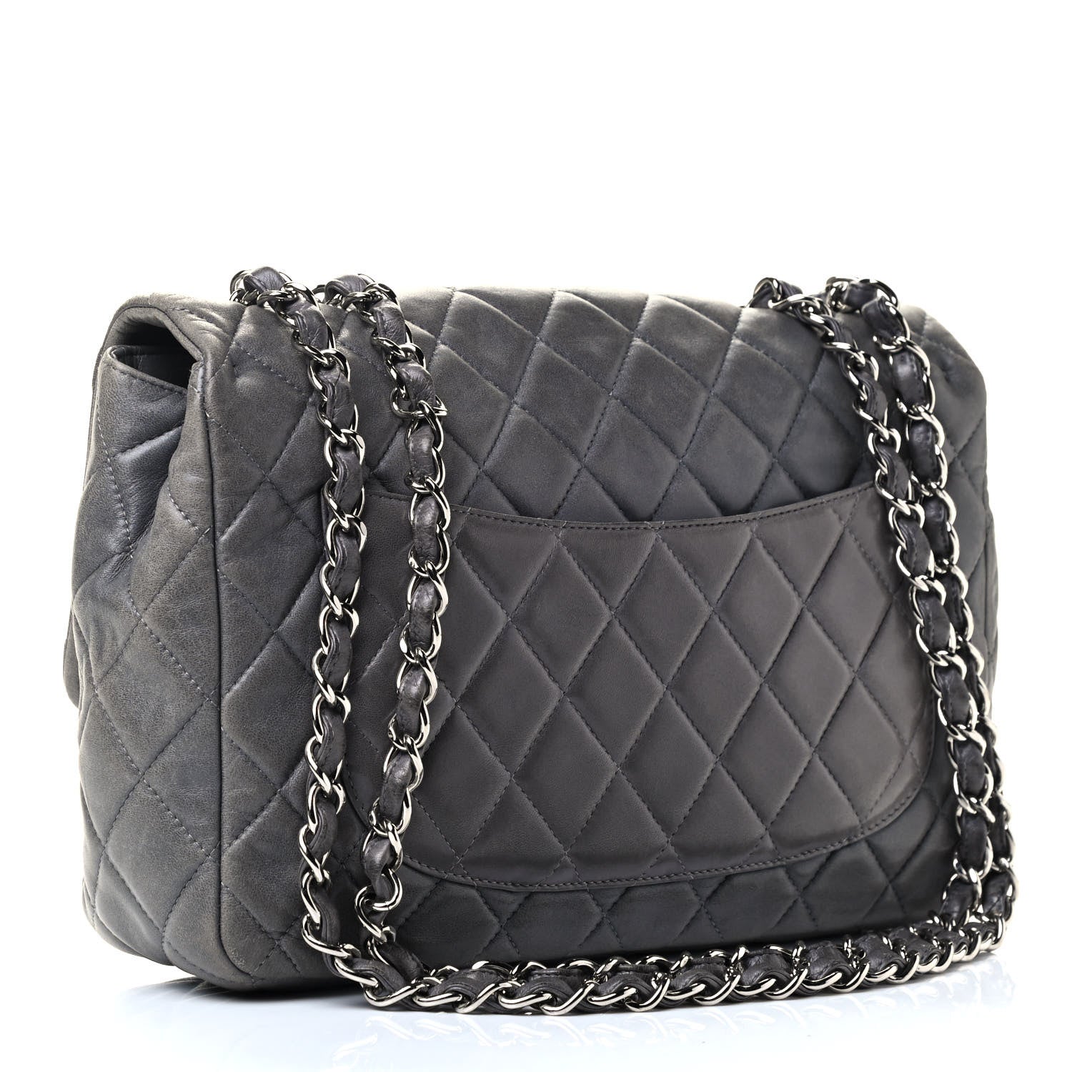 Chanel Lambskin Quilted Jumbo Single Flap Grey 3 of 8