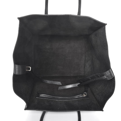 Celine Crocodile Embossed Calfskin Medium Phantom Luggage Black 5 of 10