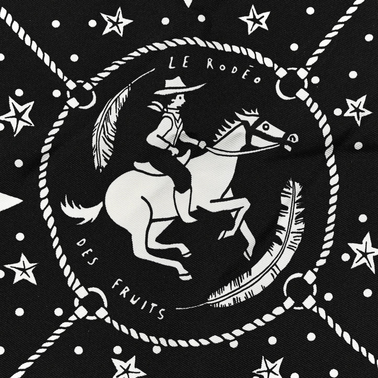 Silk Le Rodeo Des Fruits Bandana Scarf 55 Black White