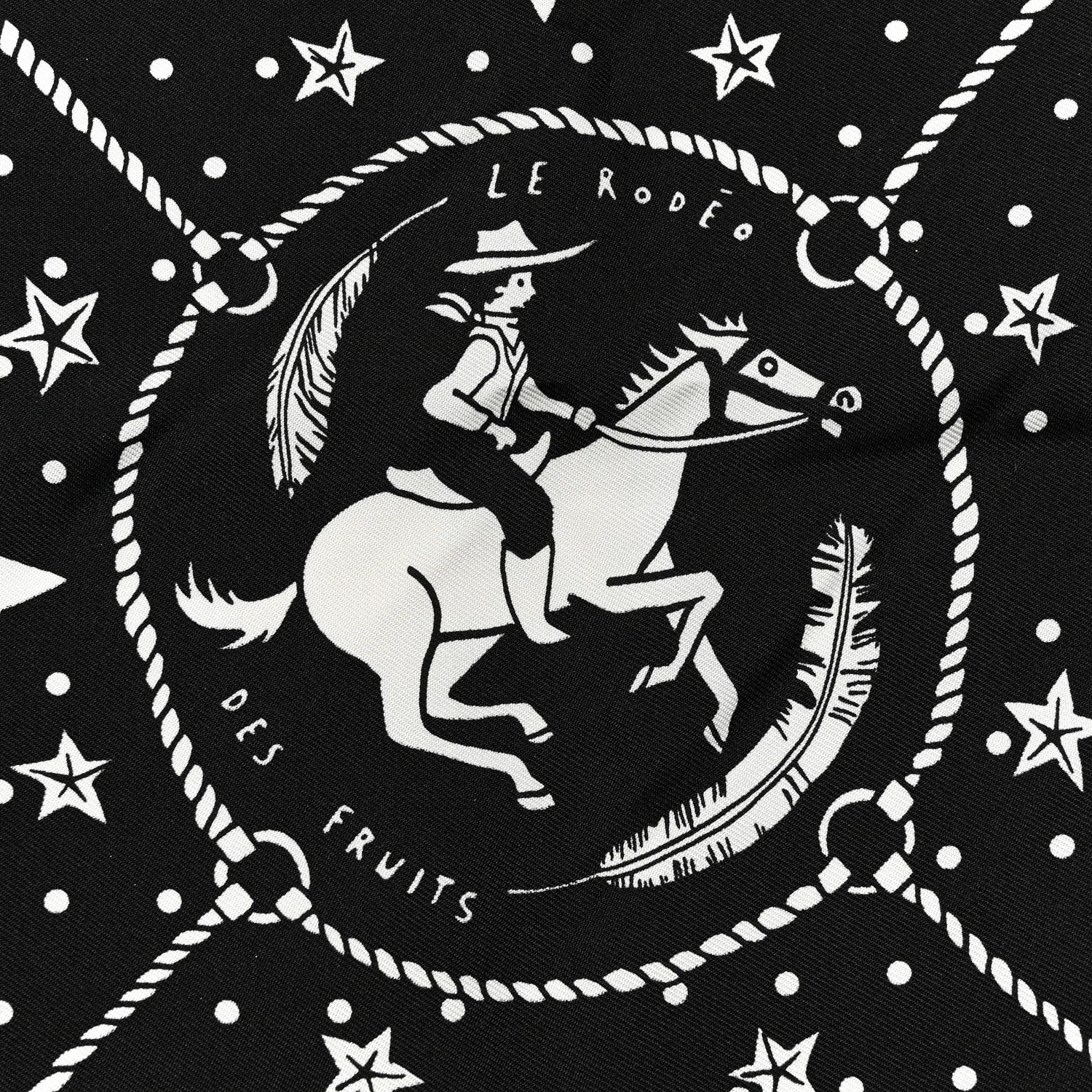 Hermes Silk Le Rodeo Des Fruits Bandana Scarf 55 Black White 5 of 5