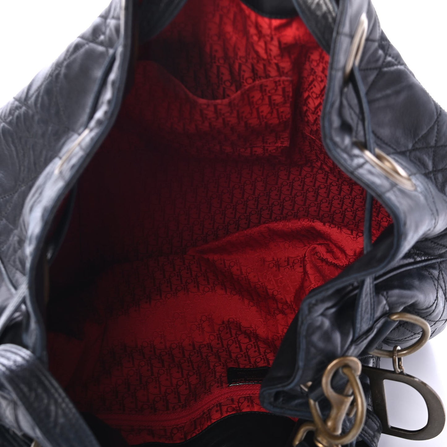 Lambskin Cannage Drawstring Bag Black