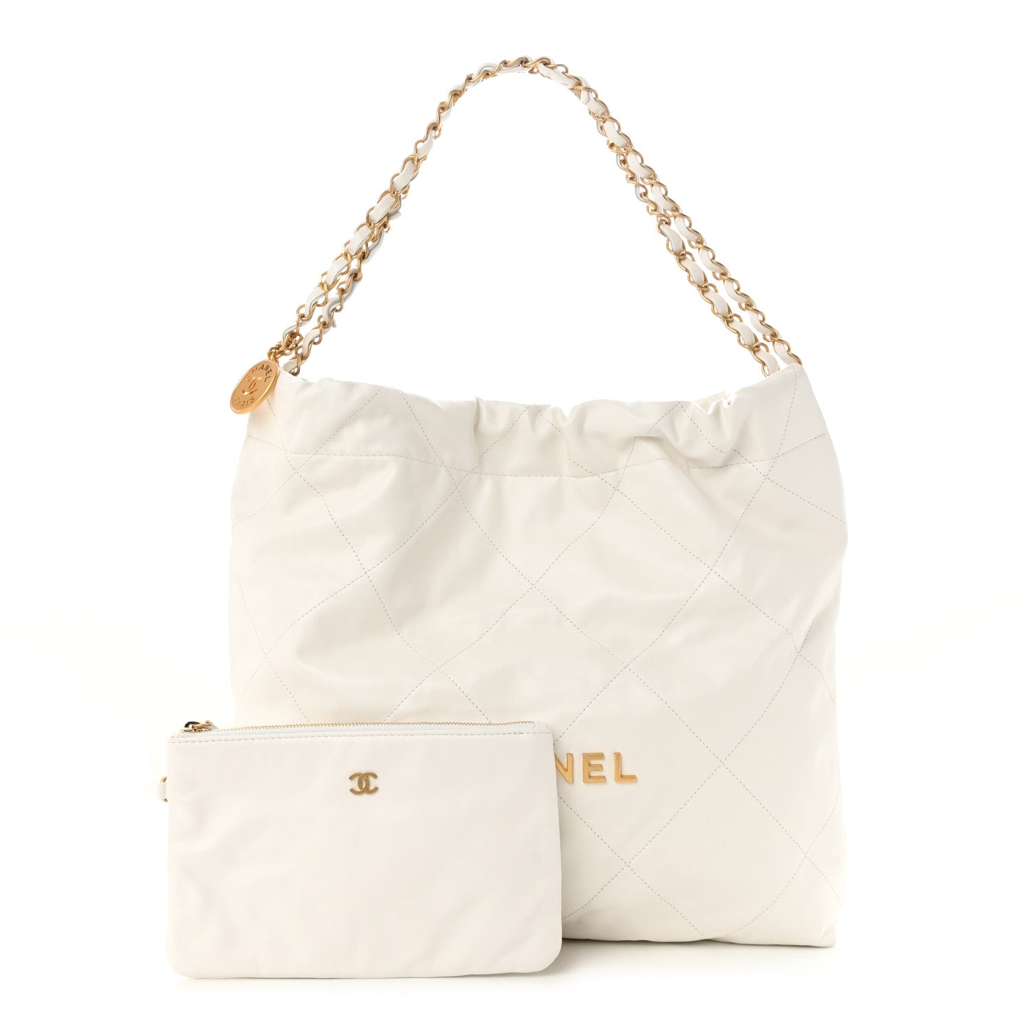 Chanel Shiny Calfskin Quilted Chanel 22 White 1 of 12