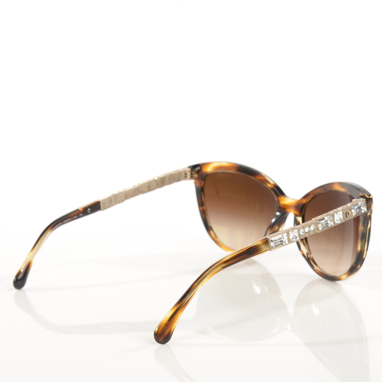 Chanel Crystal Baguette Polarized Cat Eye Sunglasses 5307-B Brown 2 of 5