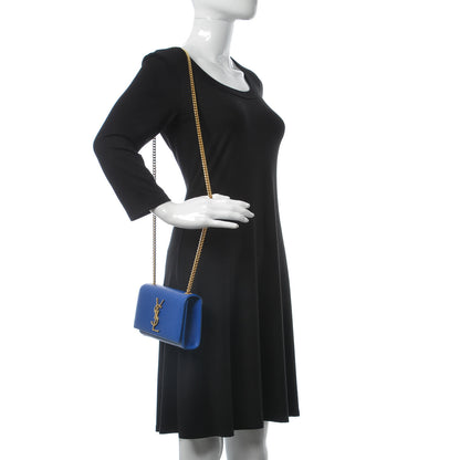 Saint Laurent Grain De Poudre Small Classic Monogram Satchel Royal Blue 2 of 10