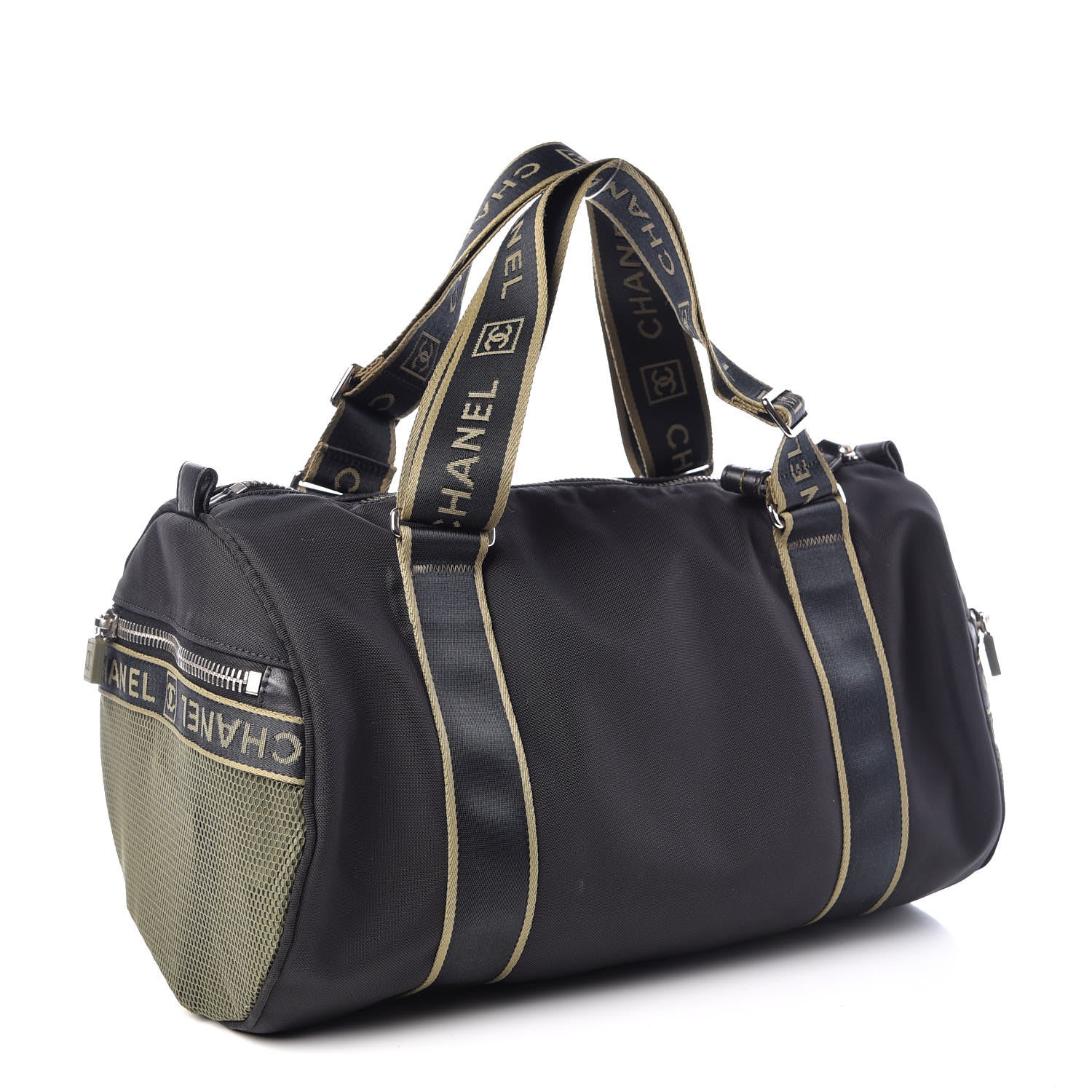 Chanel Nylon Sport Duffle Black Green 3 of 9