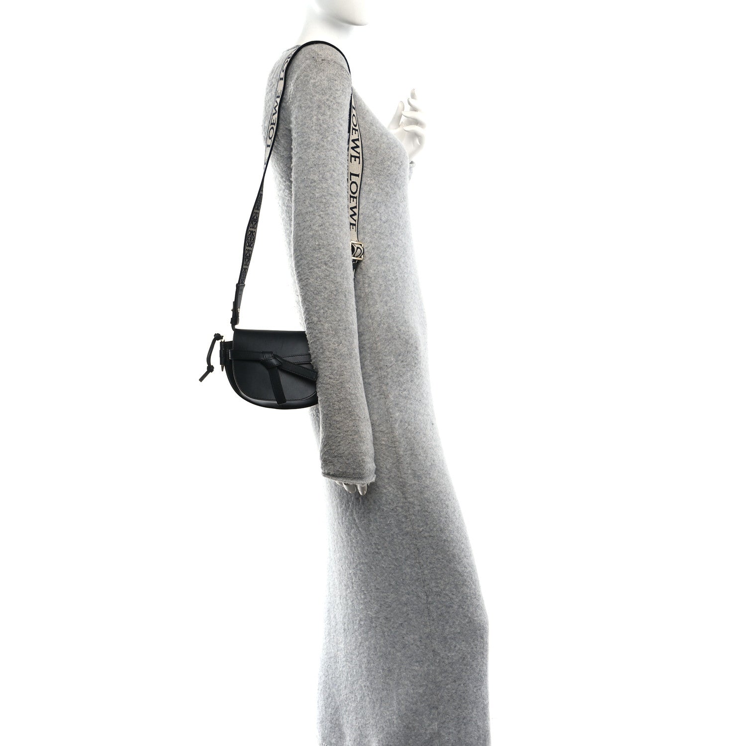 Loewe Calfskin Jacquard Mini Gate Dual Bag Black 2 of 13