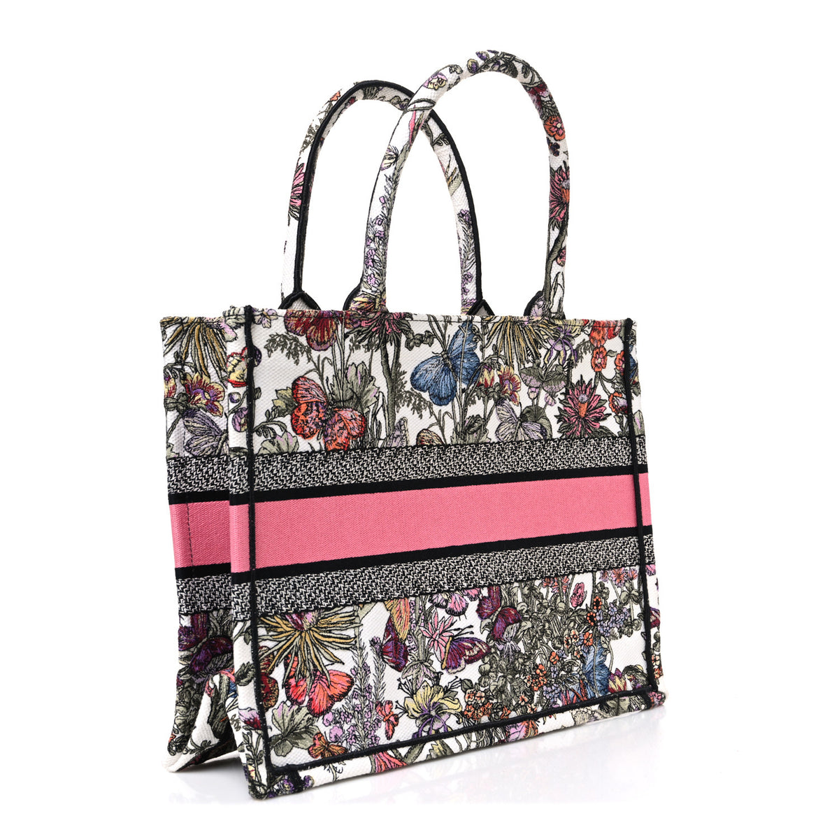 Christian Dior Canvas Embroidered Medium Mexico Millefiori Book Tote White Multicolor 3 of 10