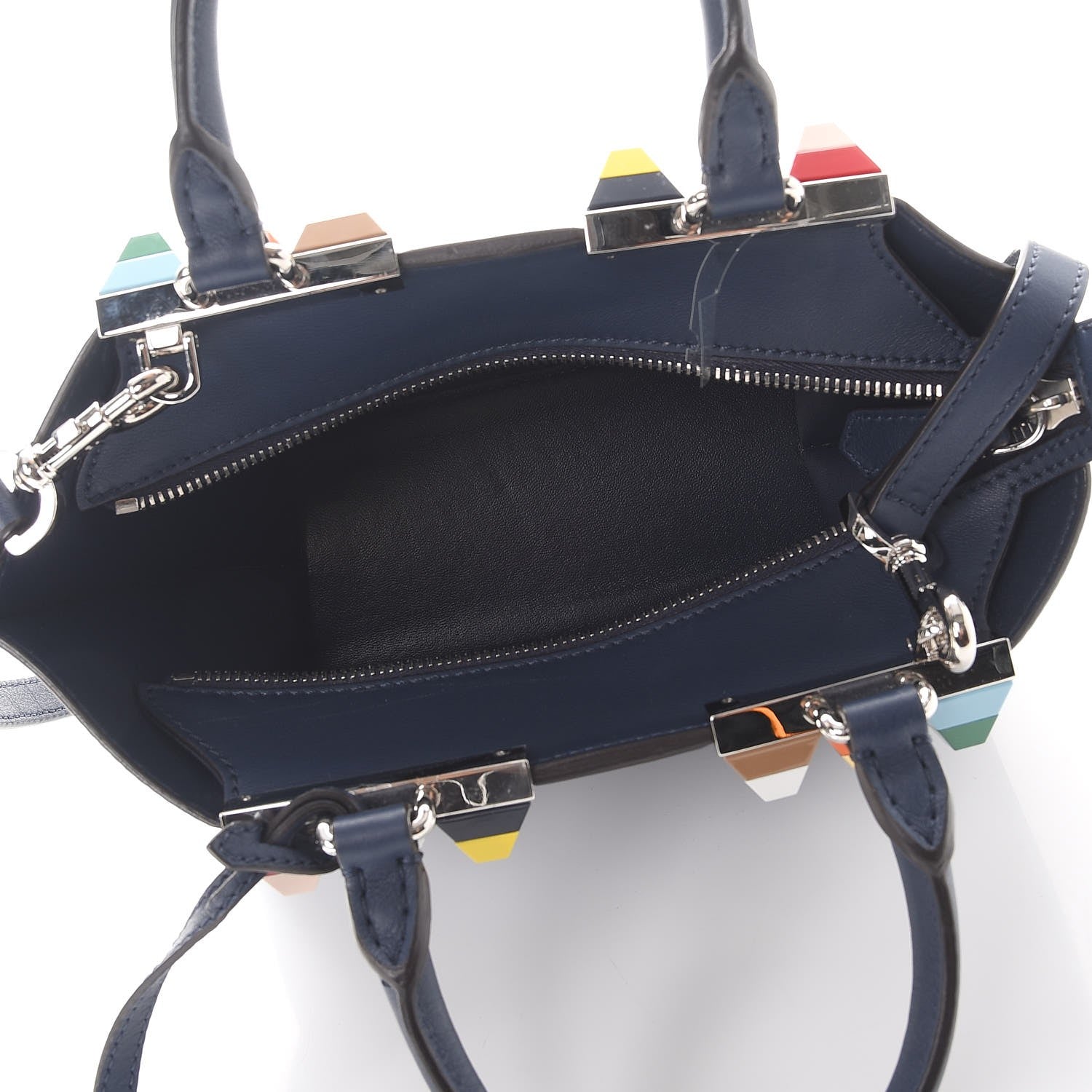 Fendi Vitello Dolce Studded Mini 3Jours Tote Blueberry Multicolor 5 of 7