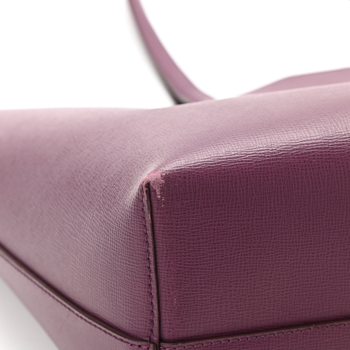 Grained Calfskin Small T Tote Bordeaux