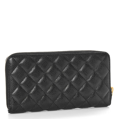 Chanel Caviar Quilted Large Gusset Zip Around Wallet Black 3 of 11